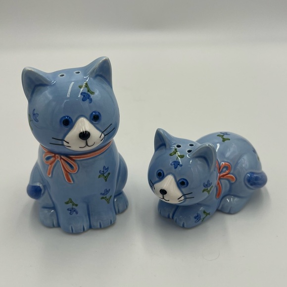 Otagiri Dining Vintage Otagiri Blue Cat Salt And Pepper Shakers